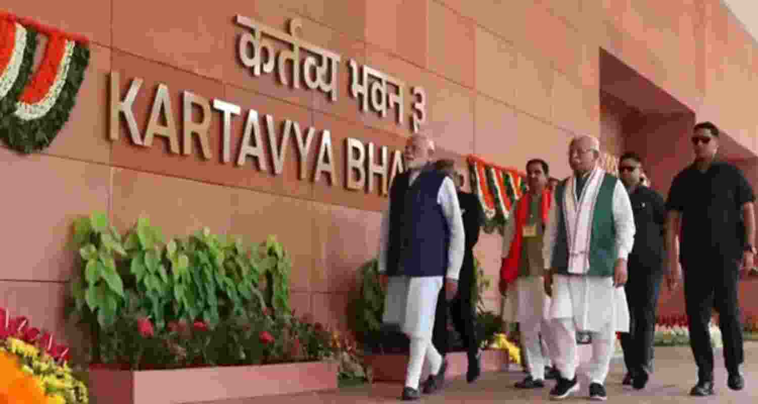 Prime Minister Narendra Modi at Kartavya Bhavan in New Delhi.
