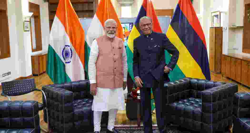 A file photo of Modi with Mauritius PM Ramgoolam.