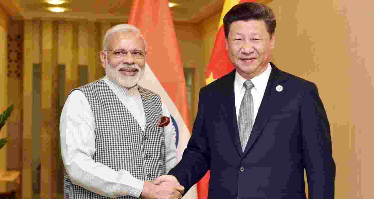 PM Narendra Modi with Chinese President Xi Jinping on the sidelines of the BRICS summit in Russia in October 2024. File photo. PM Narendra Modi with Chinese President Xi Jinping on the sidelines of the BRICS summit in Russia in October 2024. File photo.