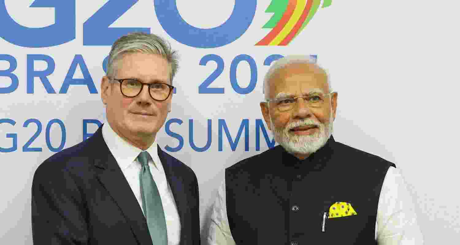Prime Minister Narendra Modi during a bilateral meeting with UK Prime Minister Keir Starmer on the sidelines of the G20 Summit, in Rio de Janeiro.