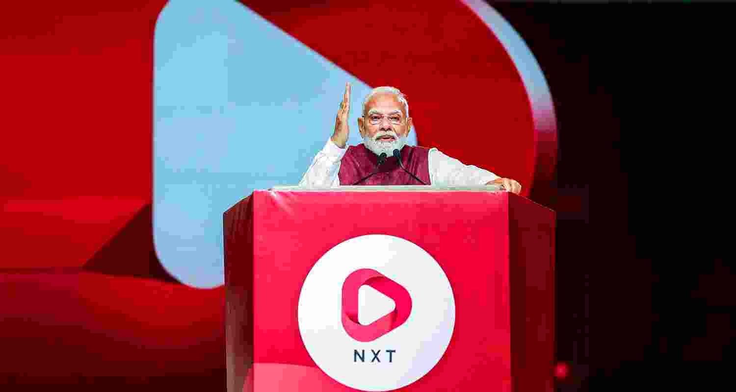 PM Modi addressing the NXT conclave. 