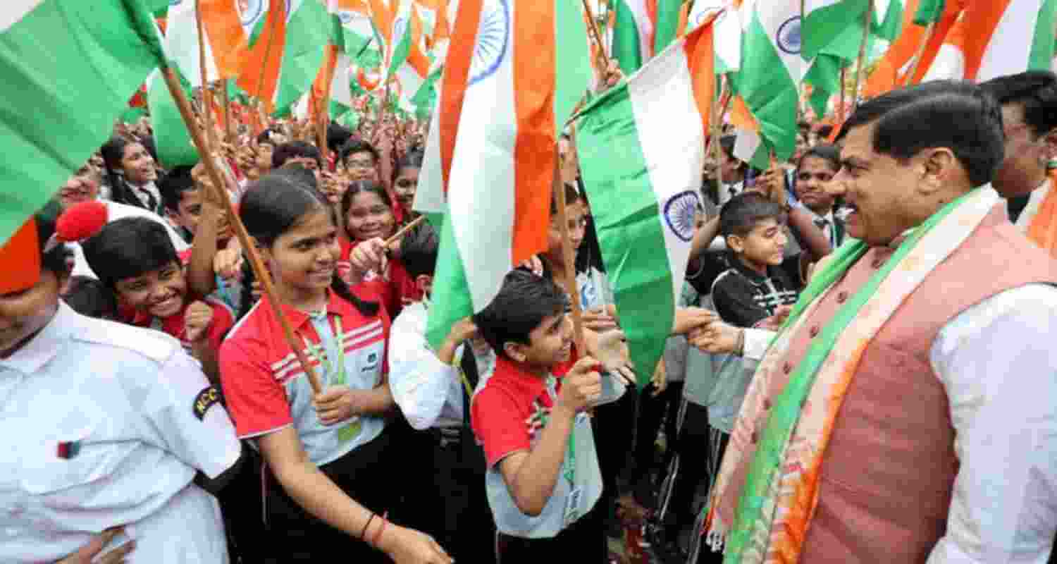 MP CM Mohan Yadav participates in 'Tiranga Yatra' in Bhopal