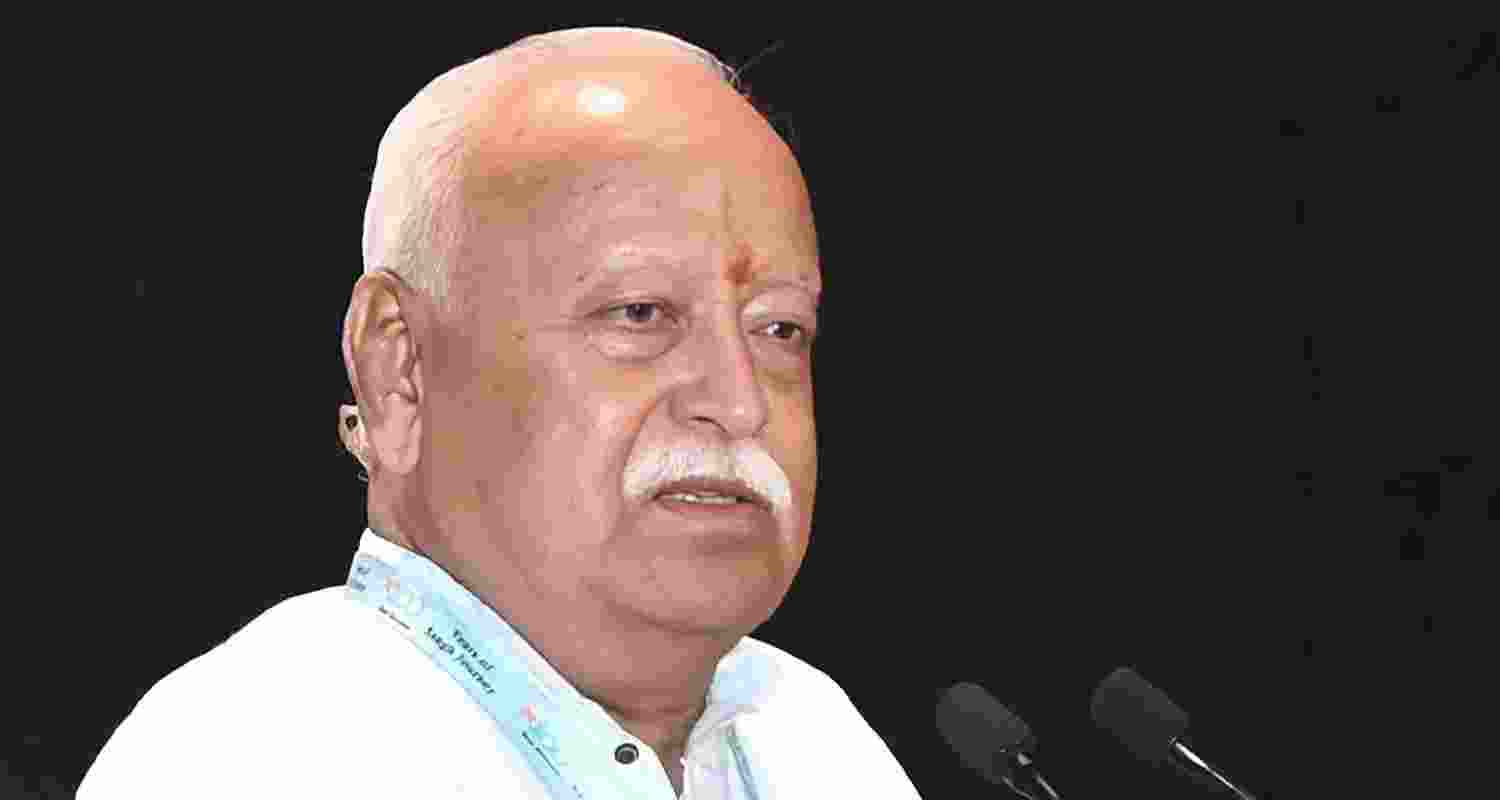 Rashtriya Swayamsevak Sangh (RSS) chief Mohan Bhagwat during a recent function in Bengaluru.