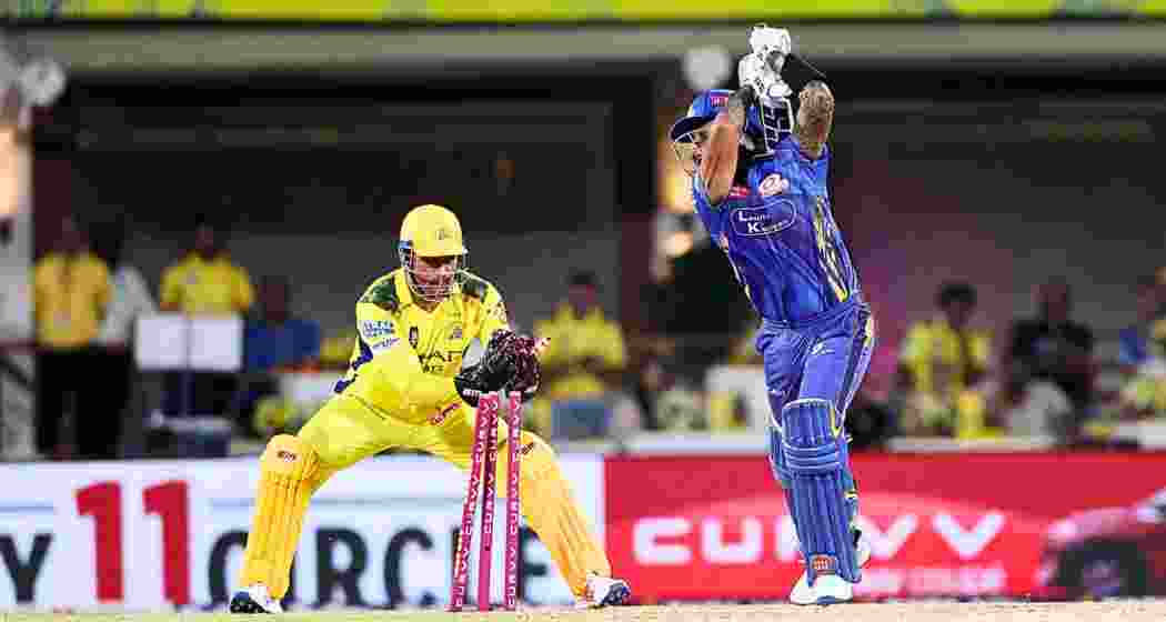 MS Dhoni showcased his lightning-fast reflexes behind the stumps, executing a swift stumping to dismiss Mumbai Indians' stand-in captain Suryakumar Yadav. The veteran wicketkeeper dislodged the bails in a flash before Suryakumar could complete his bat swing. MS Dhoni showcased his lightning-fast reflexes behind the stumps, executing a swift stumping to dismiss Mumbai Indians' stand-in captain Suryakumar Yadav. The veteran wicketkeeper dislodged the bails in a flash before Suryakumar could complete his bat swing.