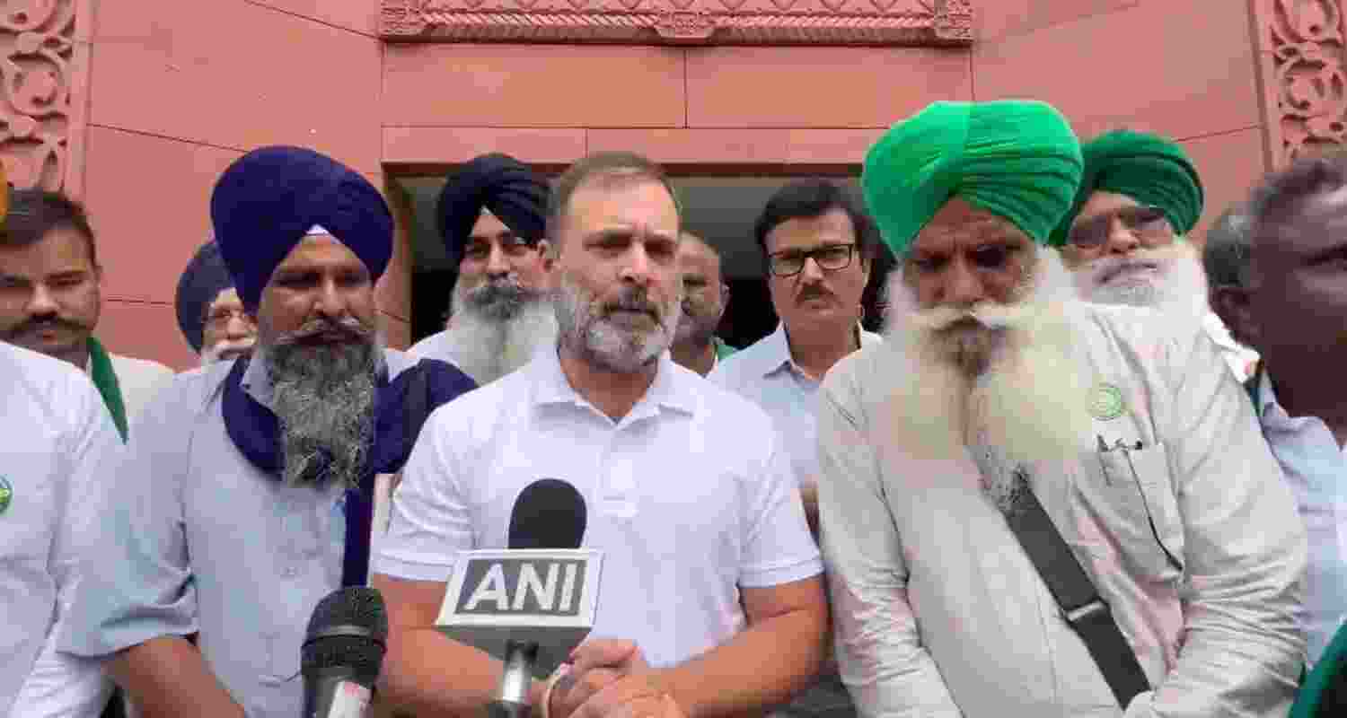 Congress leader Rahul Gandhi addressing reporters at the parliament complex. Congress leader Rahul Gandhi addressing reporters at the parliament complex.