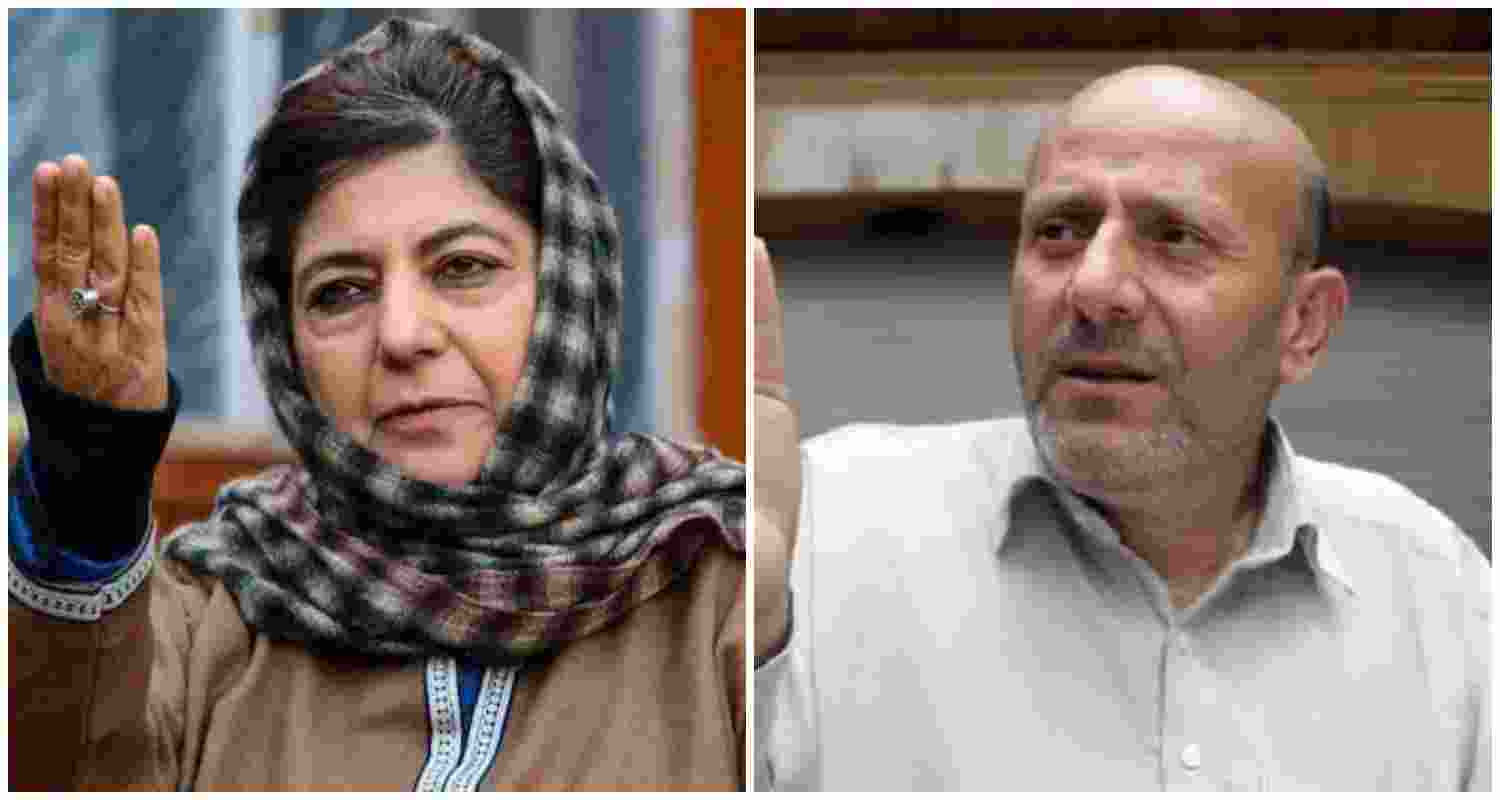 PDP chief Mehbooba Mufti (L), Awami Ittehad Party (AIP), led by jailed engineer Sheikh Abdul Rashid (R). PDP chief Mehbooba Mufti (L), Awami Ittehad Party (AIP), led by jailed engineer Sheikh Abdul Rashid (R).
