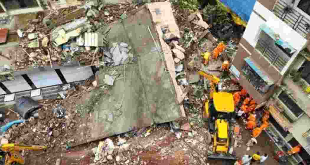 Visual from the site of the building collapse in Shahad-Belapur Village on Saturday morning.
Visual from the site of the building collapse in Shahad-Belapur Village on Saturday morning.