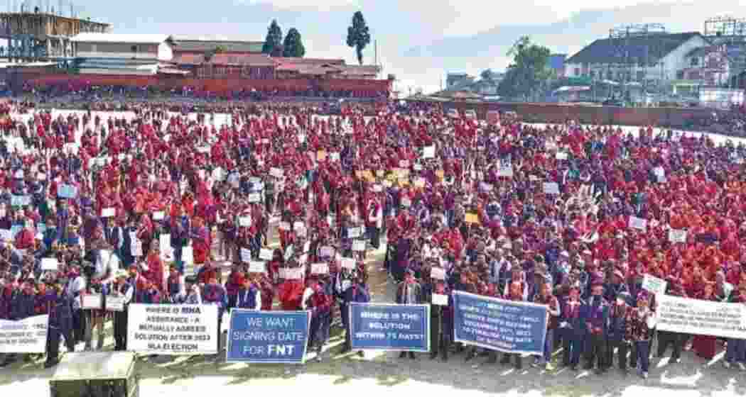 A file photo of a public rally held in Tuensang town on February 9, 2024 A file photo of a public rally held in Tuensang town on February 9, 2024