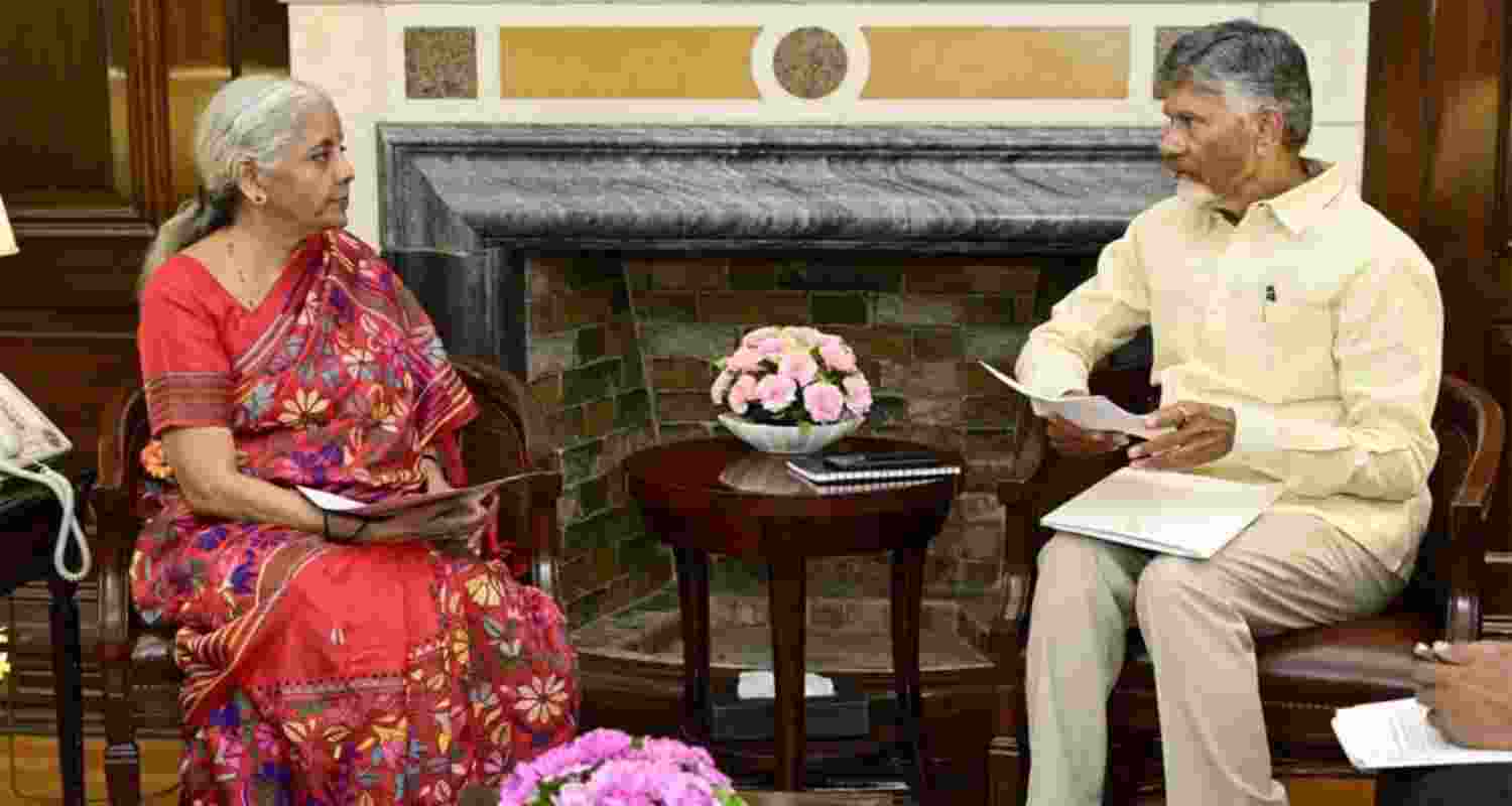 Andhra Pradesh Chief Minister Chandrababu Naidu with Union Finance Minister Nirmala Sitharaman in New Delhi on Tuesday. 