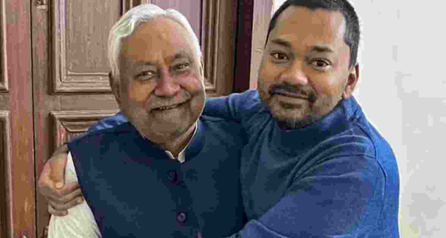 Bihar Chief Minister Nitish Kumar with his son Nishant Kumar. 