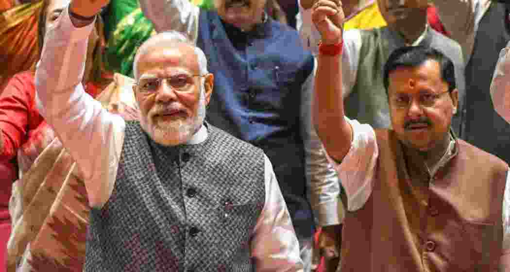 BJP president Nitin Nabin with Prime Minister Narendra Modi at an event in New Delhi.