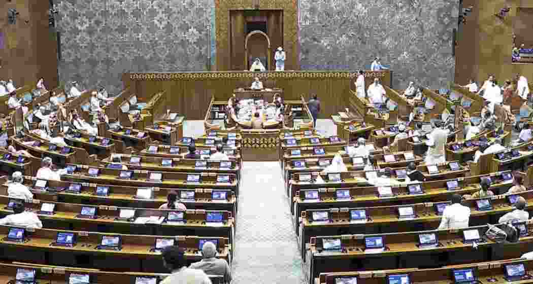 BJP MP Sandhya Rai presides over the Lok Sabha during the second part of Budget session of Parliament, in New Delhi, on Friday.