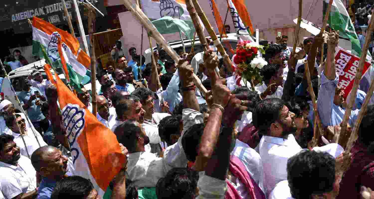 Violence erupted outside the Congress office in Patna as BJP staged nationwide protests against the party's march to PM Modi's residence in Delhi.