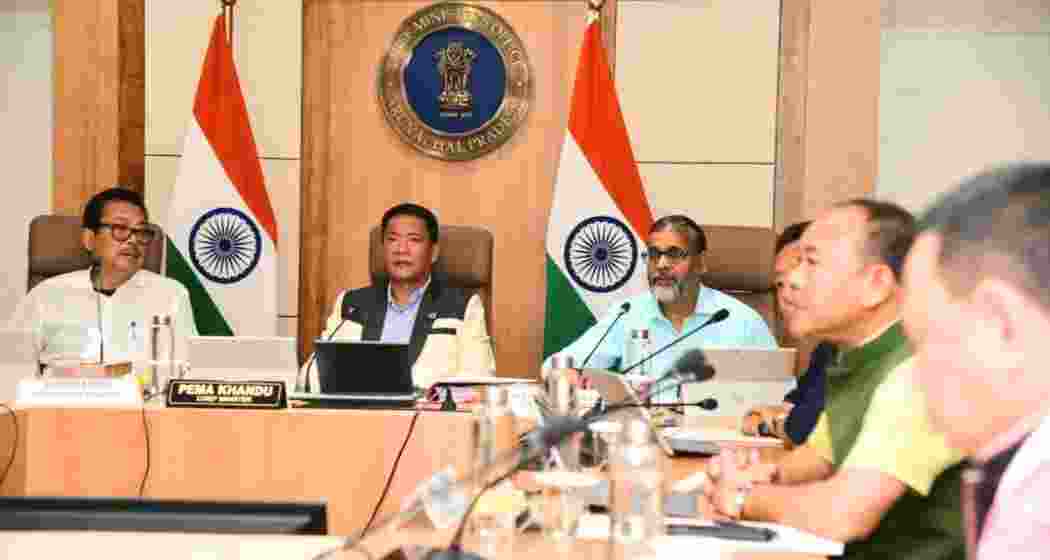 Arunachal Pradesh Chief Minister Pema Khandu chairs a Cabinet meeting in Itanagar.