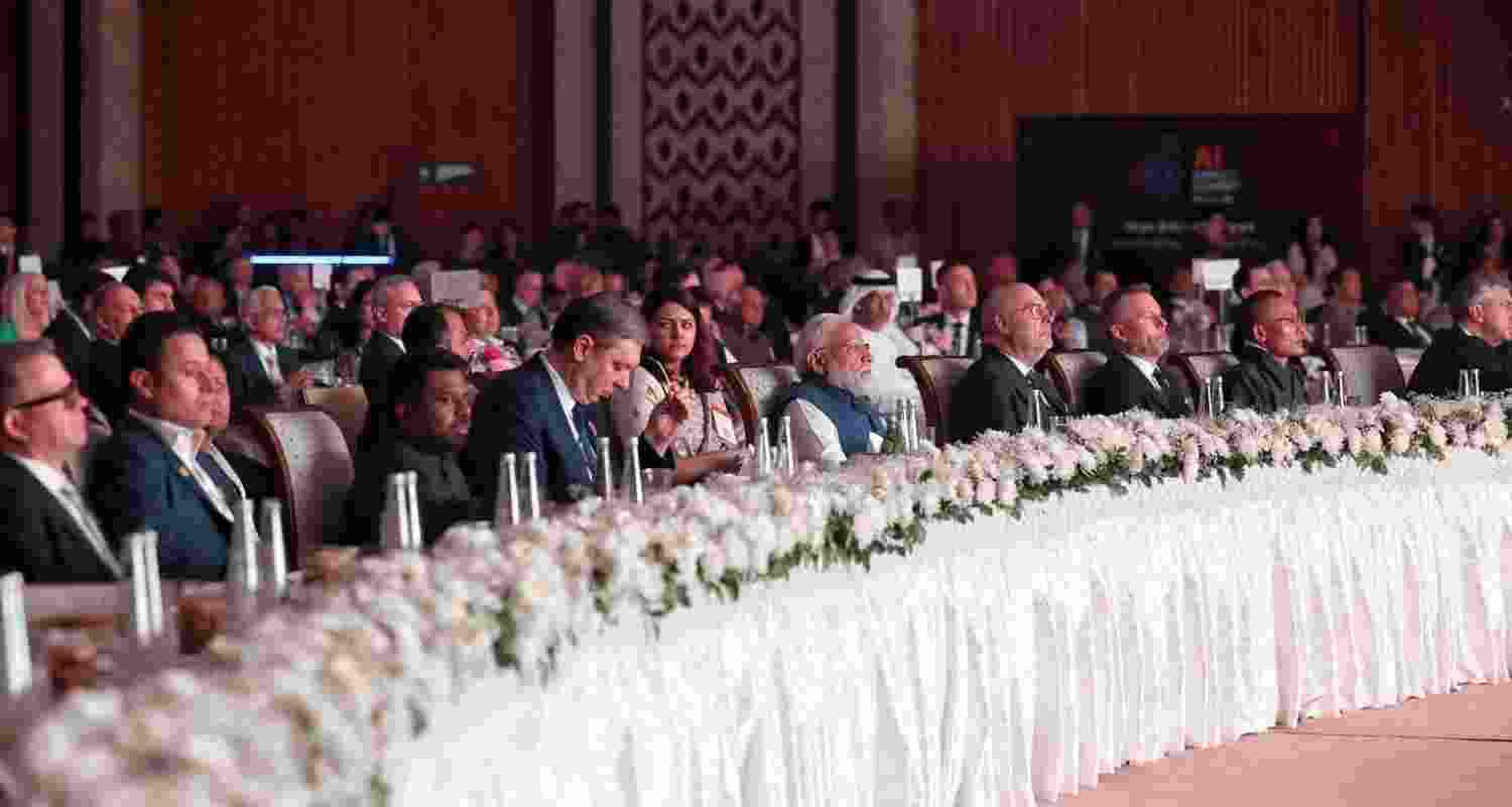 PM Modi with world leaders at the AI Impact Summit dinner and cultural programme.