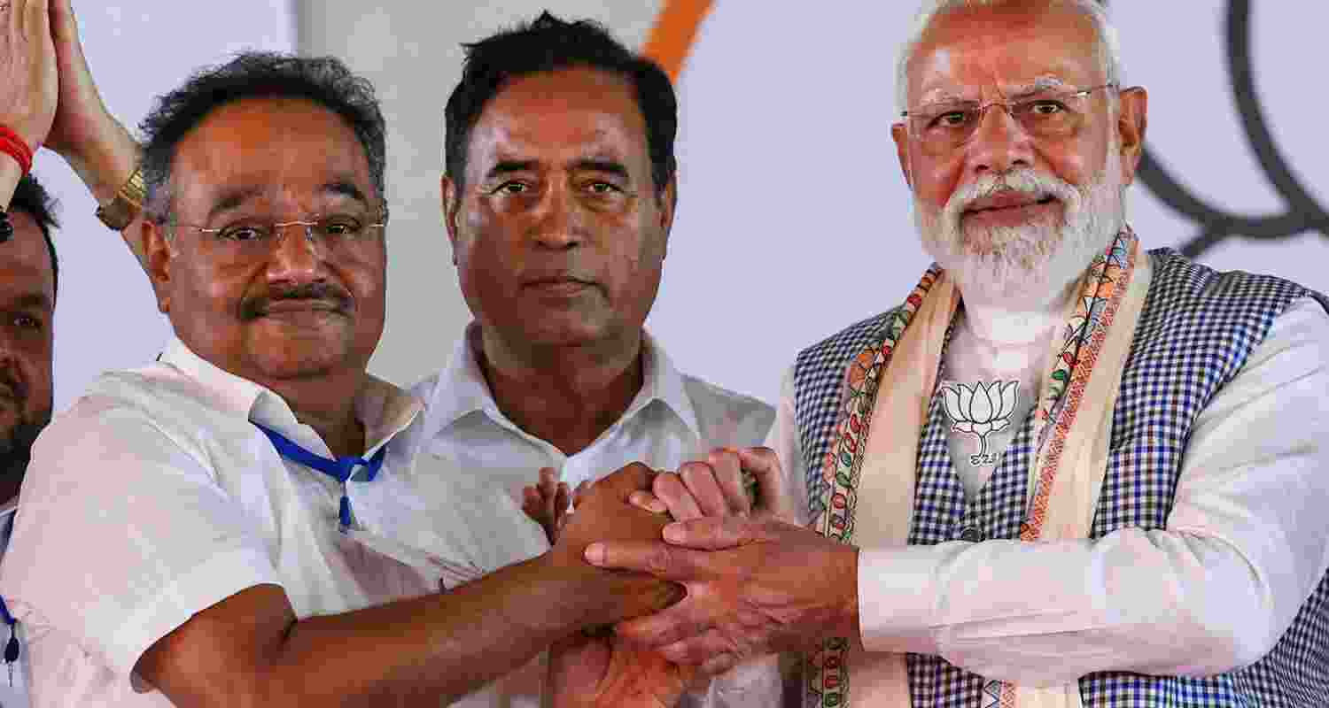 Samik Bhattacharya with PM Modi. 
