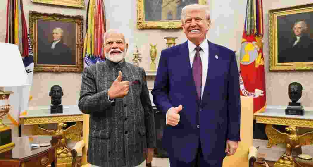 A file photo of US President Donald Trump with Prime Minister Narendra Modi.