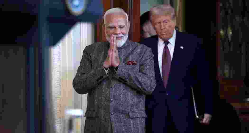 Narendra Modi and Donald Trump at the White House in February, 2025. (Image: Getty)