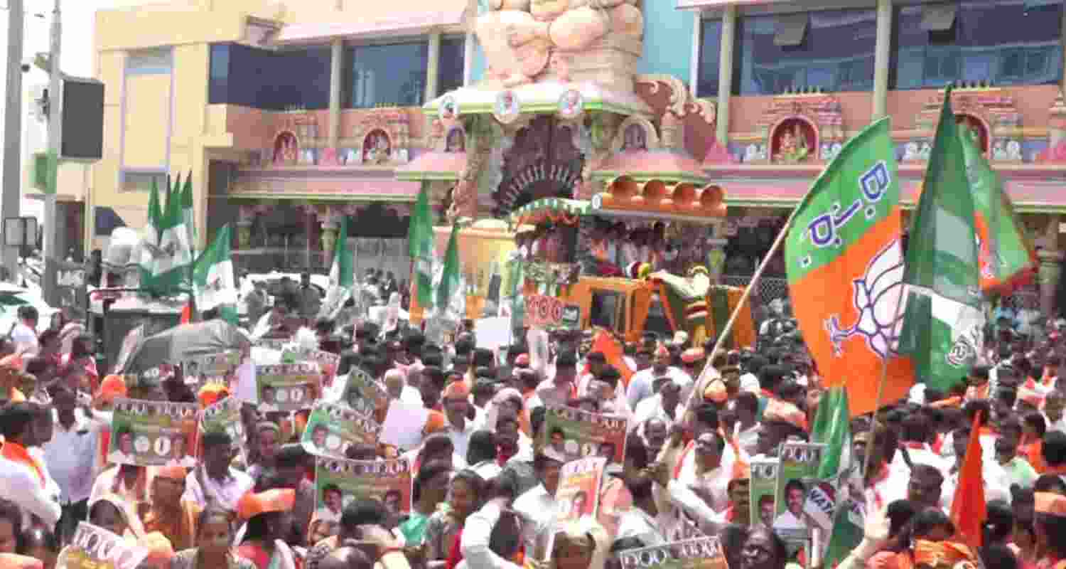 BS Yediyurappa’s son BY Raghavendra files nomination. BS Yediyurappa’s son BY Raghavendra files nomination.