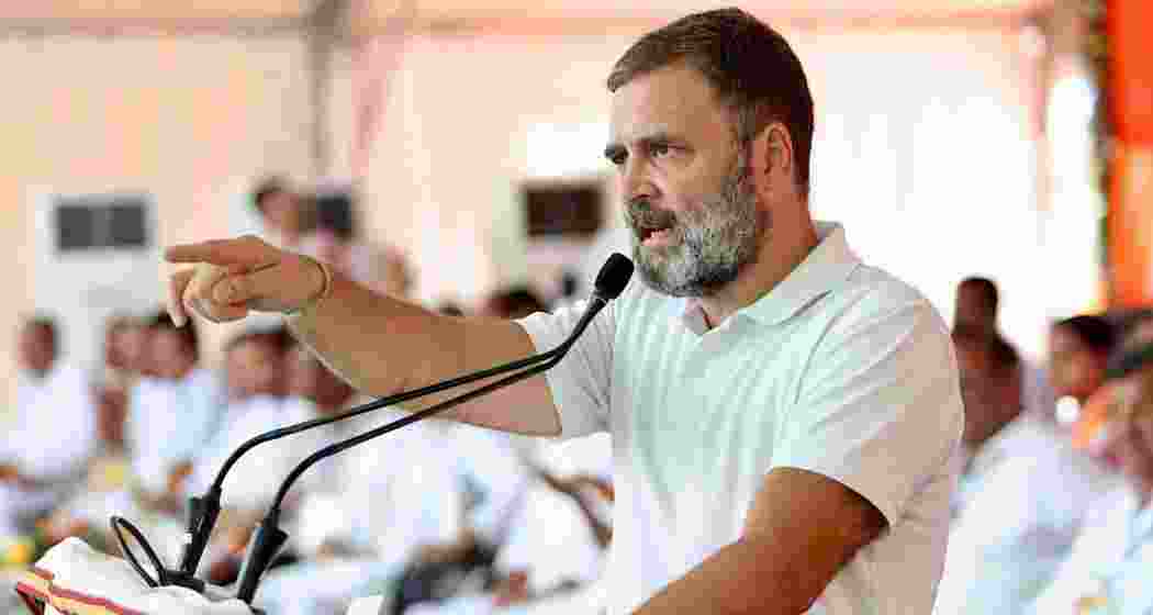Congress leader Rahul Gandhi addressing a gathering. (PTI)