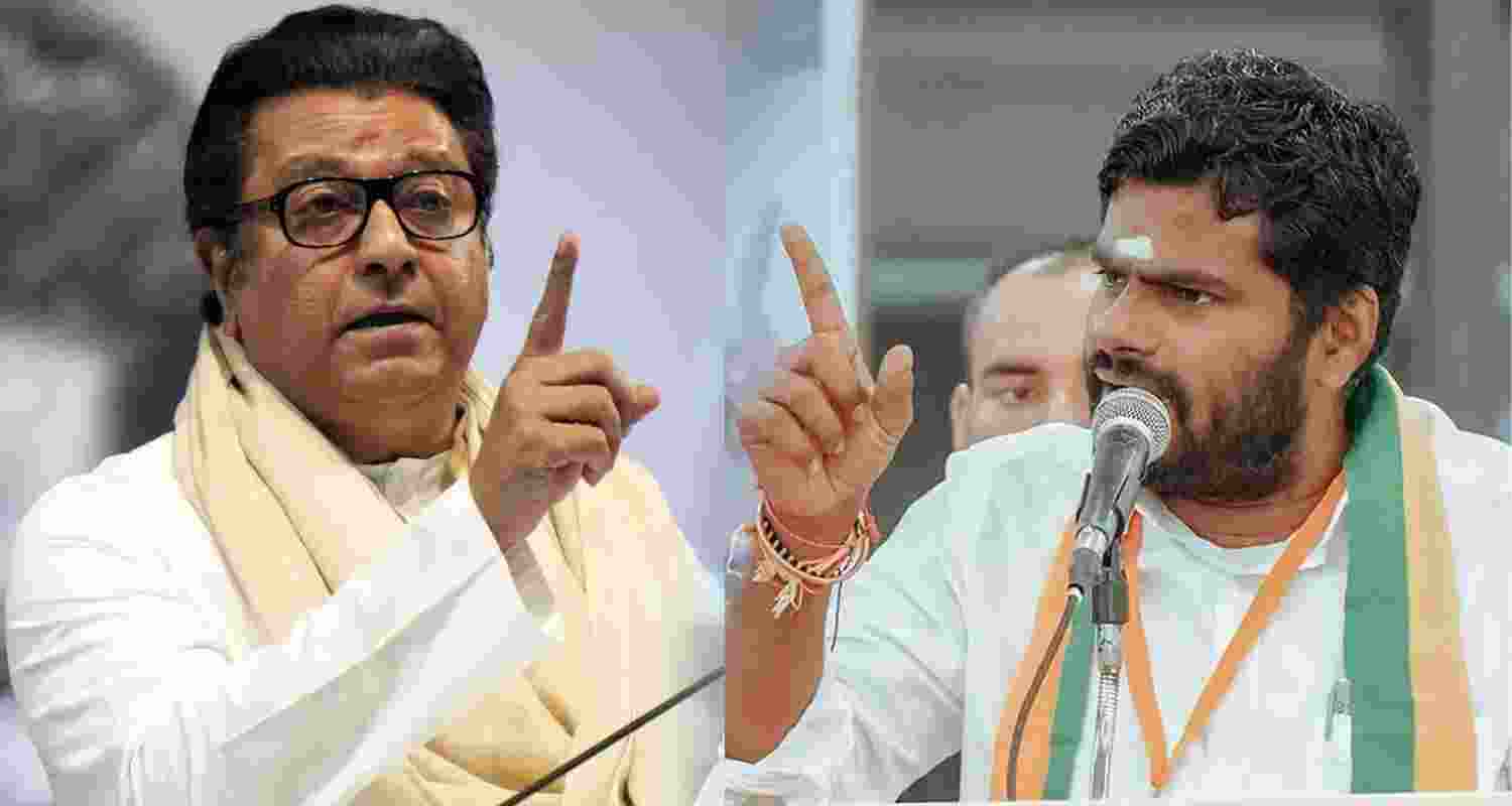 Maharashtra Navnirman Sena Raj Thackeray (left) and Bharatiya Janata Party leader K Annamalai. 