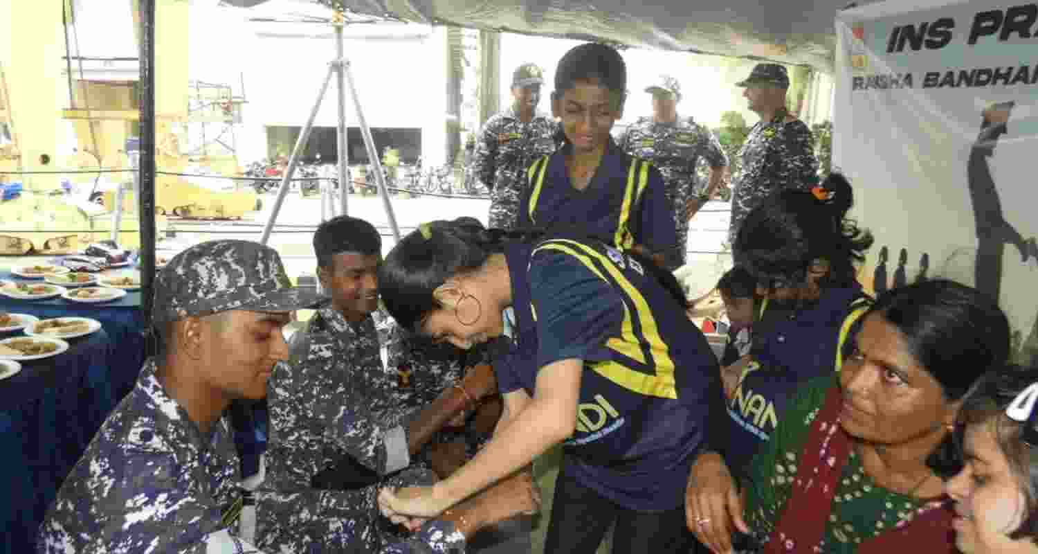 Specially-abled girls tie Rakhis to Navy personnel