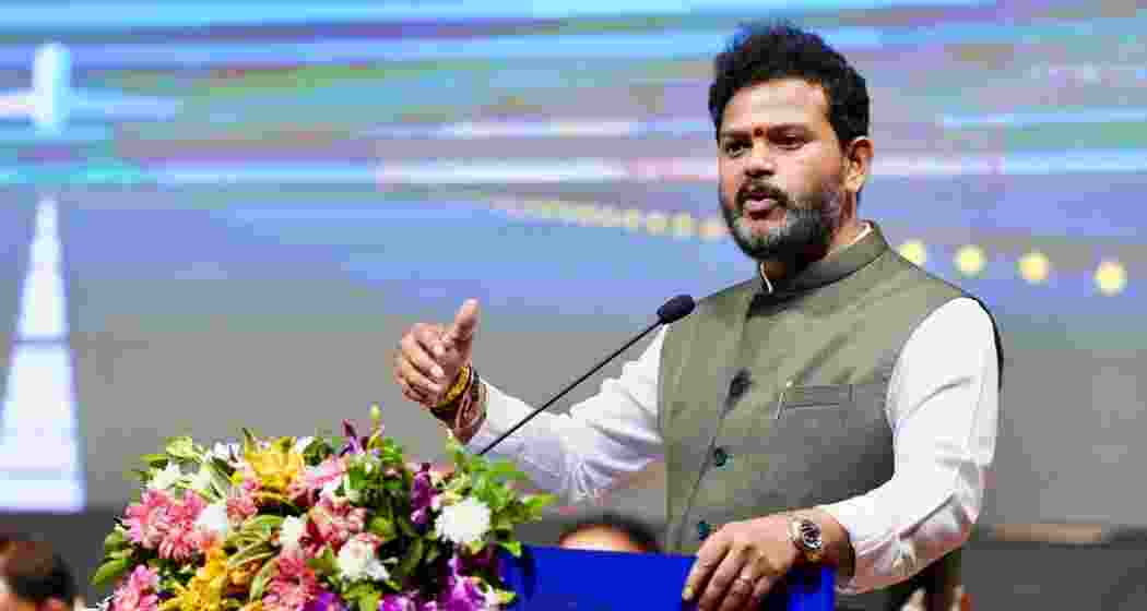 Union Civil Aviation Minister Kinjarapu Ram Mohan Naidu addressing the Northeast Aviation Summit.