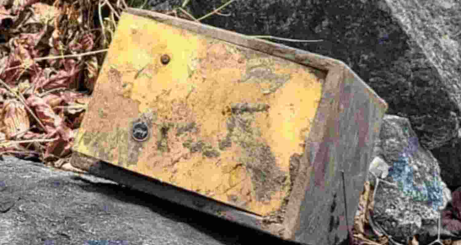 One of the storage lockers of Maoists seized during a search operation by security forces on the Jharkhand-Bihar border on Wednesday.