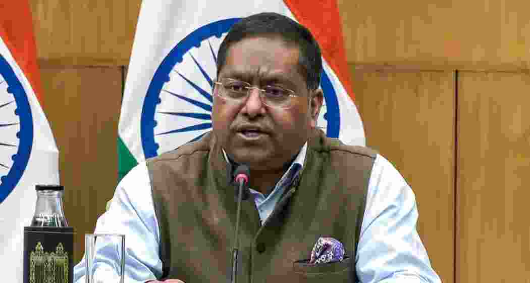 A file photo of Ministry of External Affairs spokesperson Randhir Jaiswal during a press briefing in the national capital.  