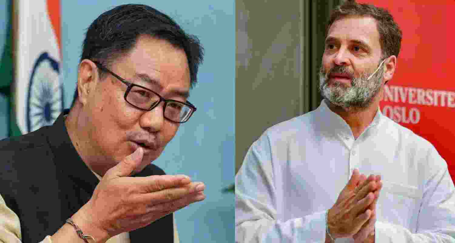 Kiren Rijiju and Rahul Gandhi (File photo).