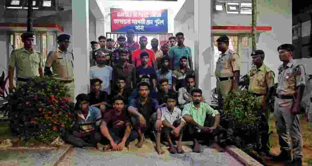 Bangladeshi nationals detained by the Agartala Railway police at Agartala Railway Station during a crackdown on illegal migration. Bangladeshi nationals detained by the Agartala Railway police at Agartala Railway Station during a crackdown on illegal migration.