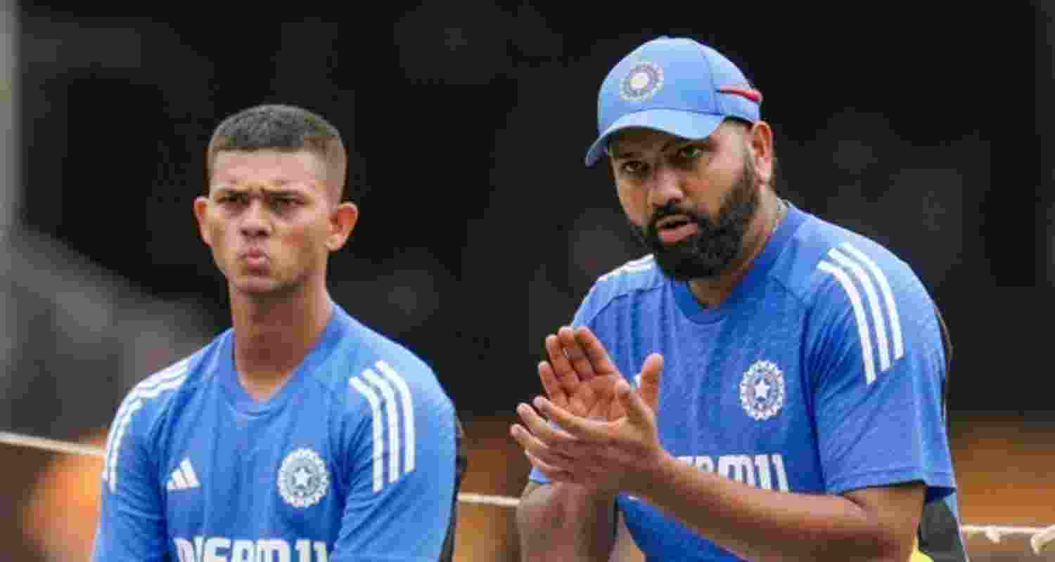 Rohit Sharma (right) and Yashasvi Jaiswal (left).