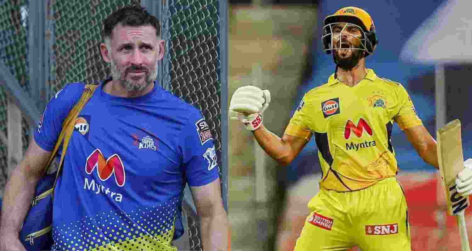 Michael Hussey (Left), Ruturaj Gaikwad (Right). Michael Hussey (Left), Ruturaj Gaikwad (Right).