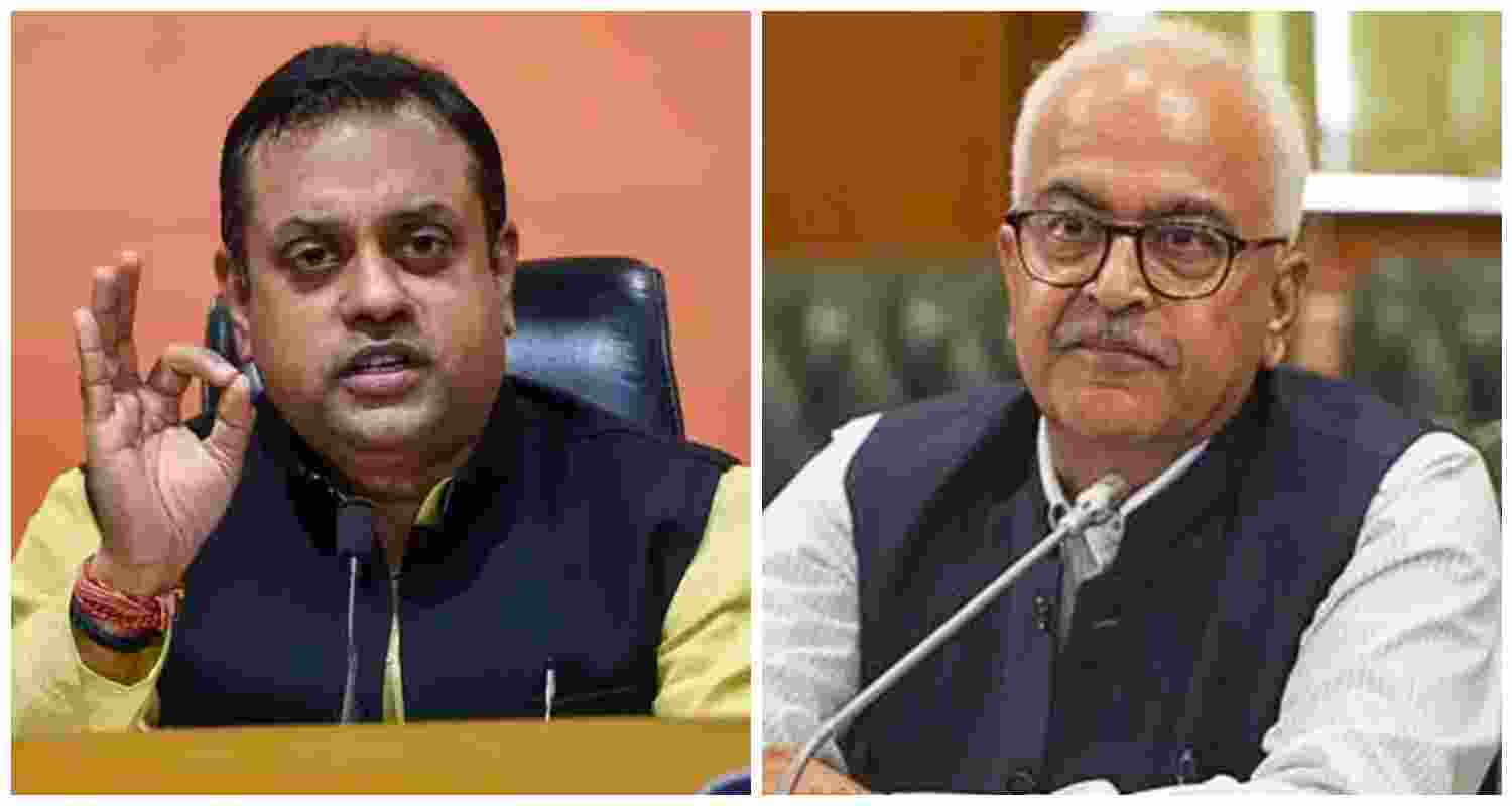Bharatiya Janata Party (BJP) leader and Northeast in-charge Sambit Patra (L), Manipur Governor Ajay Kumar Bhalla (R). File photos.