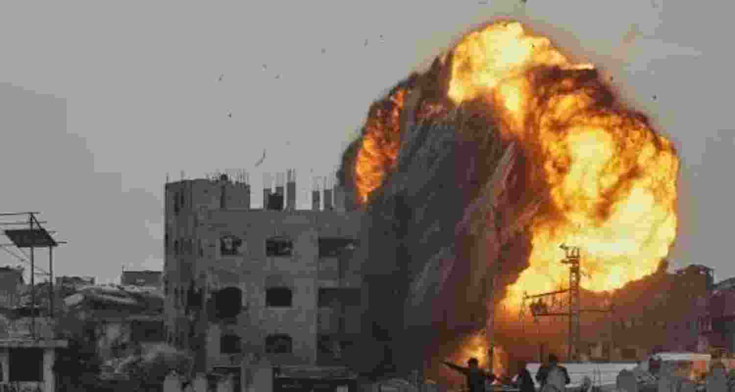 A file photograph of a residential area in Gaza bombarded by Israel. 