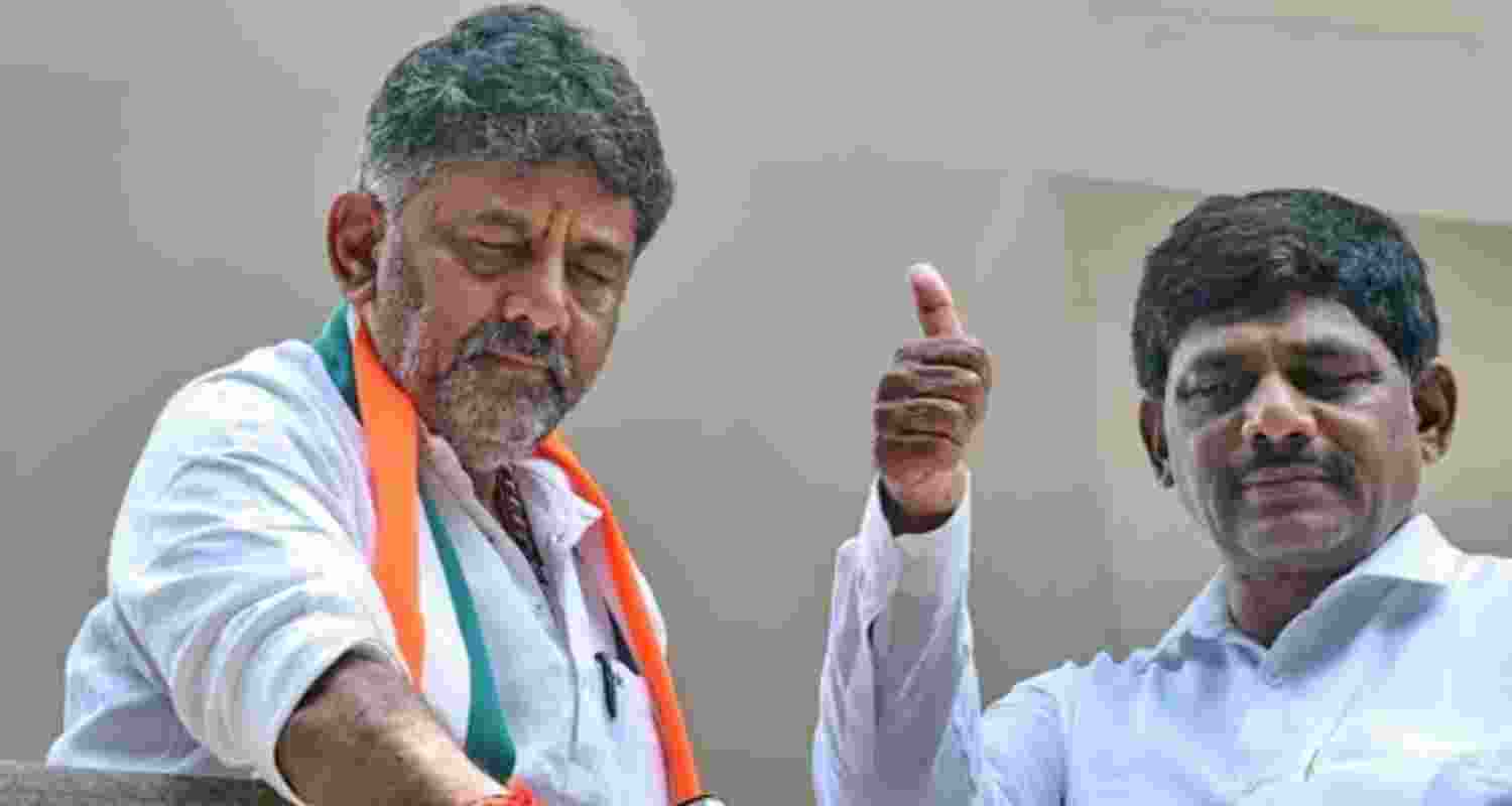 Karnataka Deputy Chief Minister DK Shivakumar with former Congress MP and brother DK Suresh - file image.