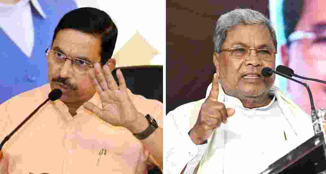 Senior BJP leader Pralhad Joshi and Karnataka Chief Minister Siddaramaiah.