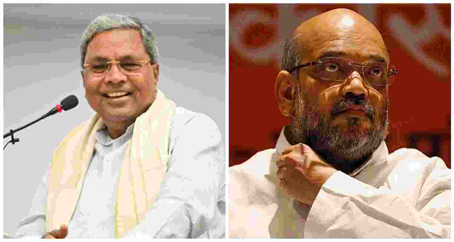 Karnataka Chief Minister Siddaramaiah (L), Union Minister Amit Shah (R).