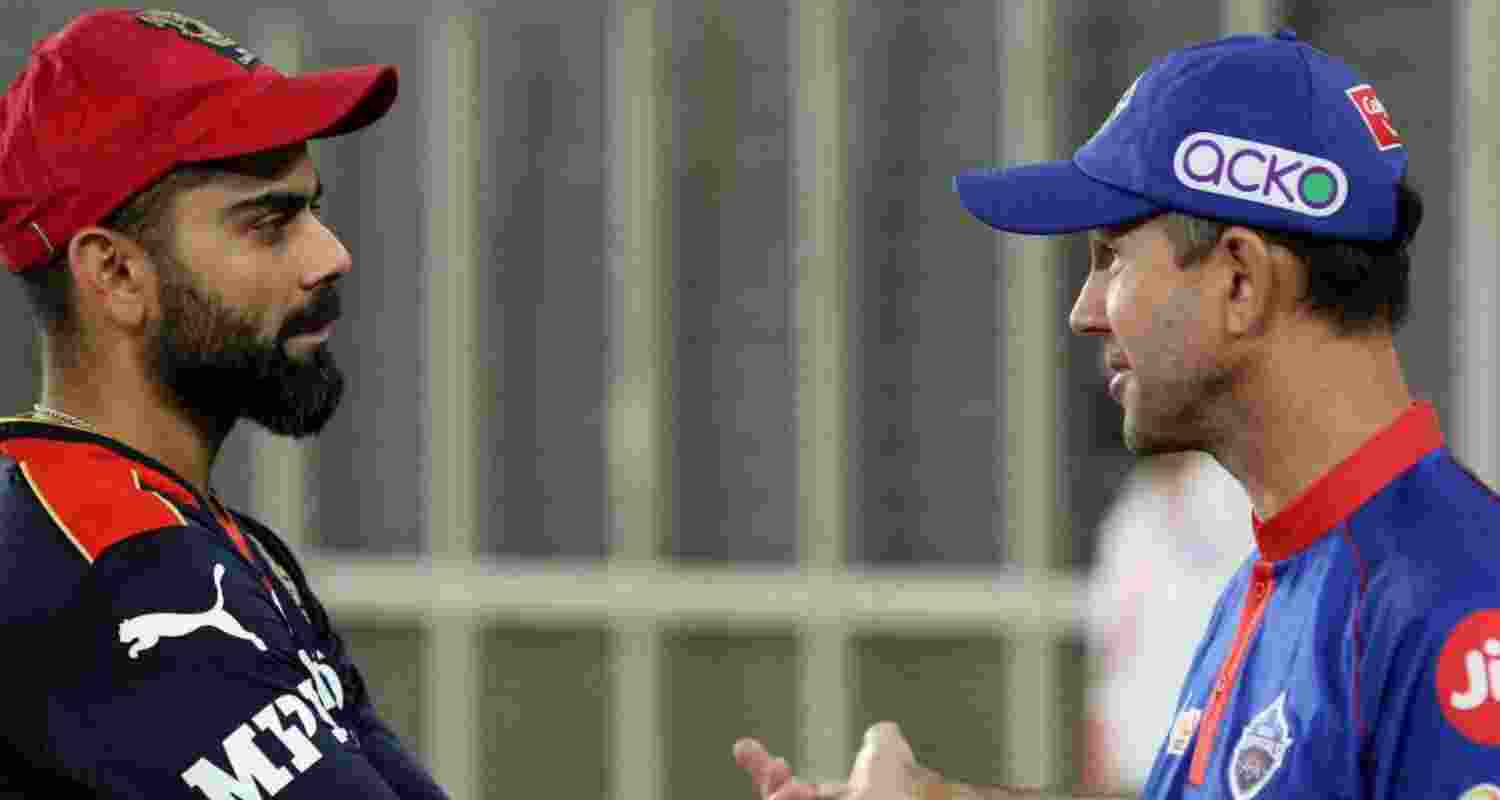 Virat Kohli and Ricky Ponting engaged in a conversation. Image via Royal Challengers Bengaluru.