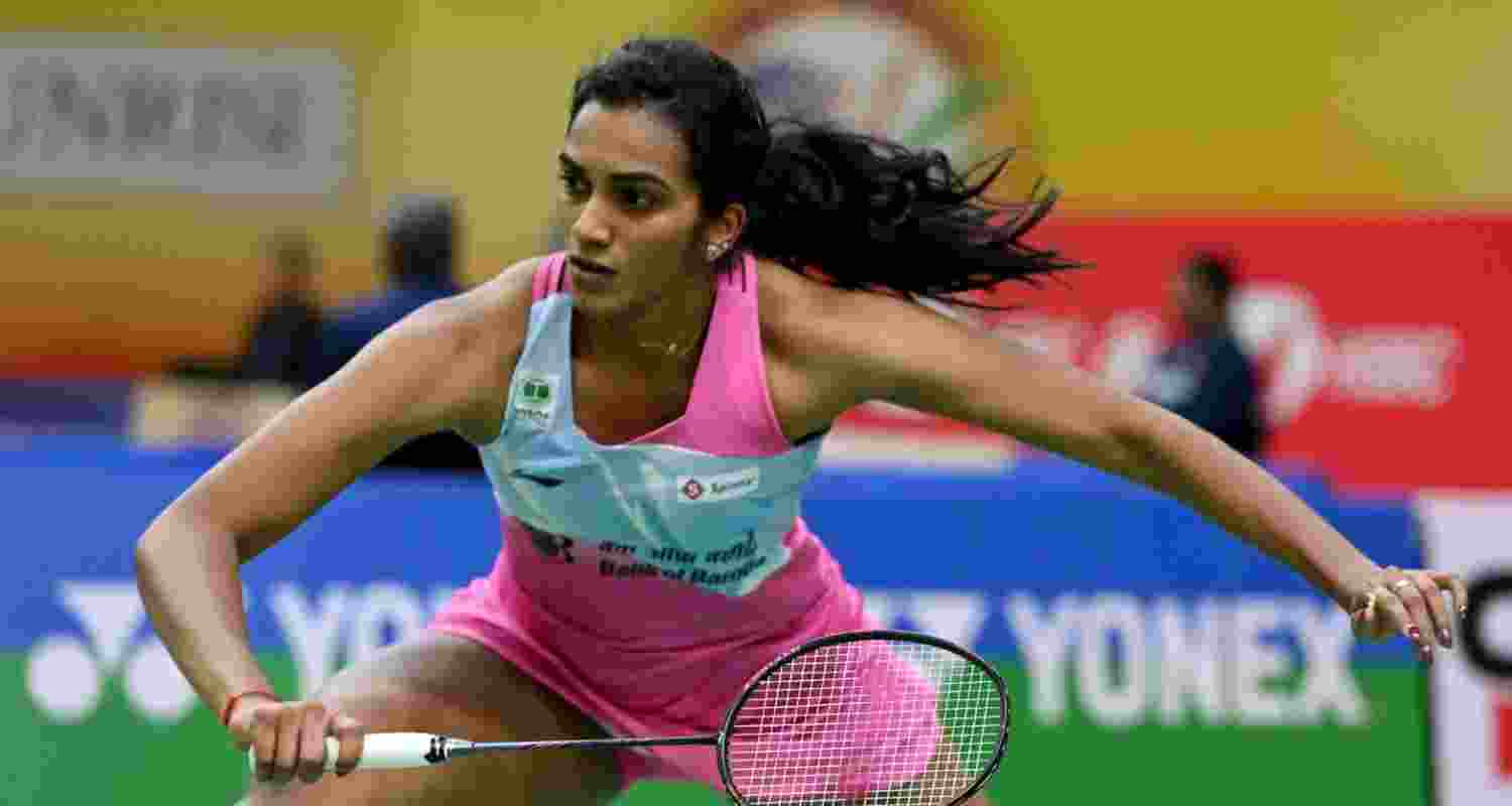 PV Sindhu during a match. Image via X. PV Sindhu during a match. Image via X.