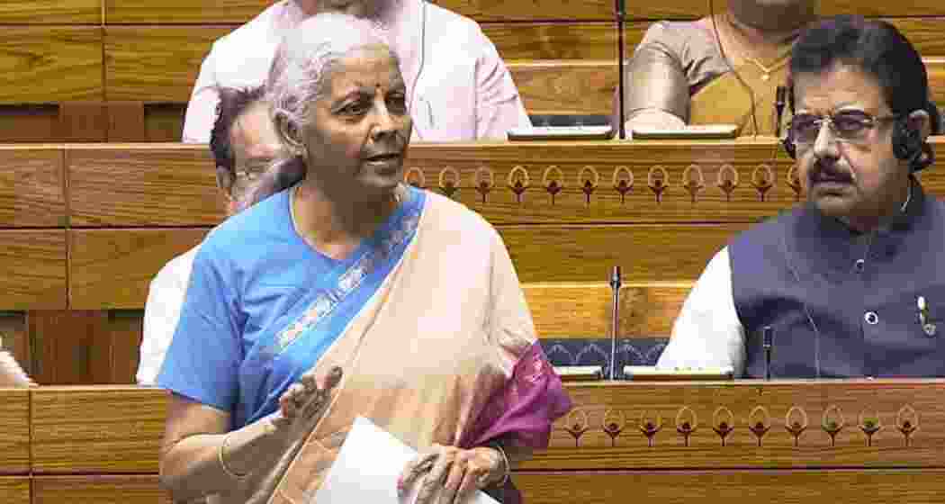 Finance Minister Sitharaman speaks during the Budget Session of Parliament, in New Delhi on Friday.