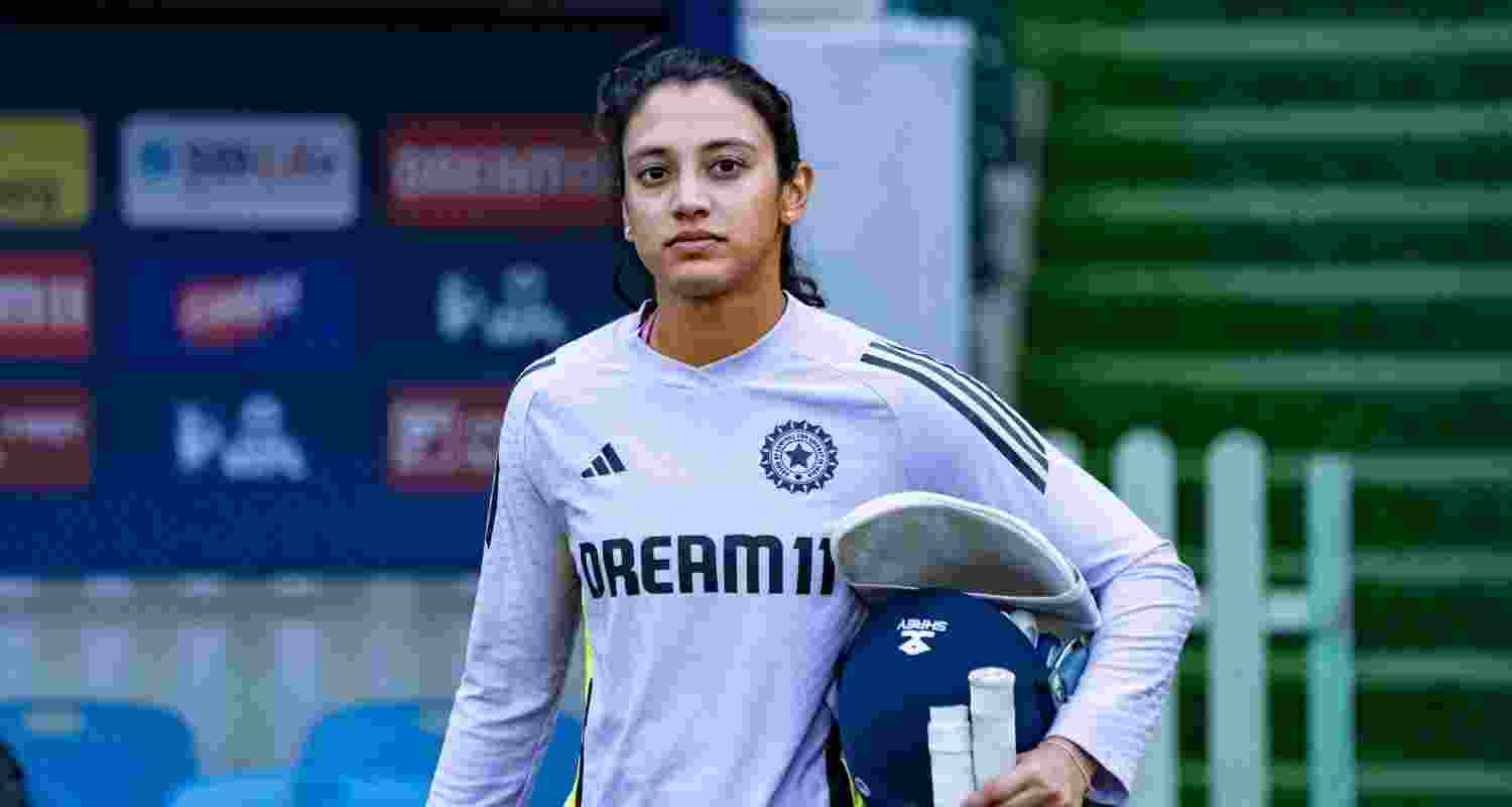 Indian star batswoman Smriti Mandhana during a practice session in Vadodara, Gujarat.