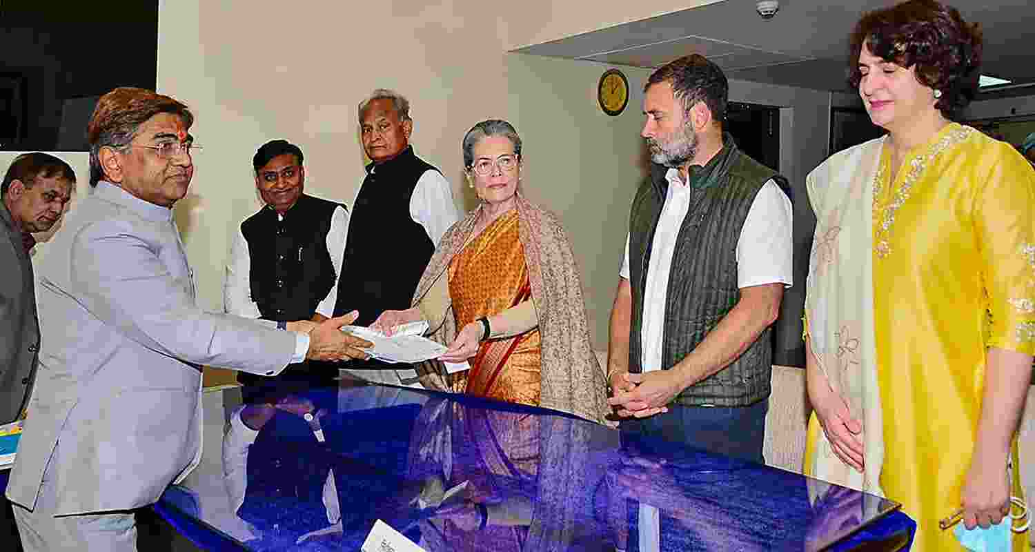 Sonia Gandhi filing her nomination papers for Rajya Sabha polls. Sonia Gandhi filing her nomination papers for Rajya Sabha polls.