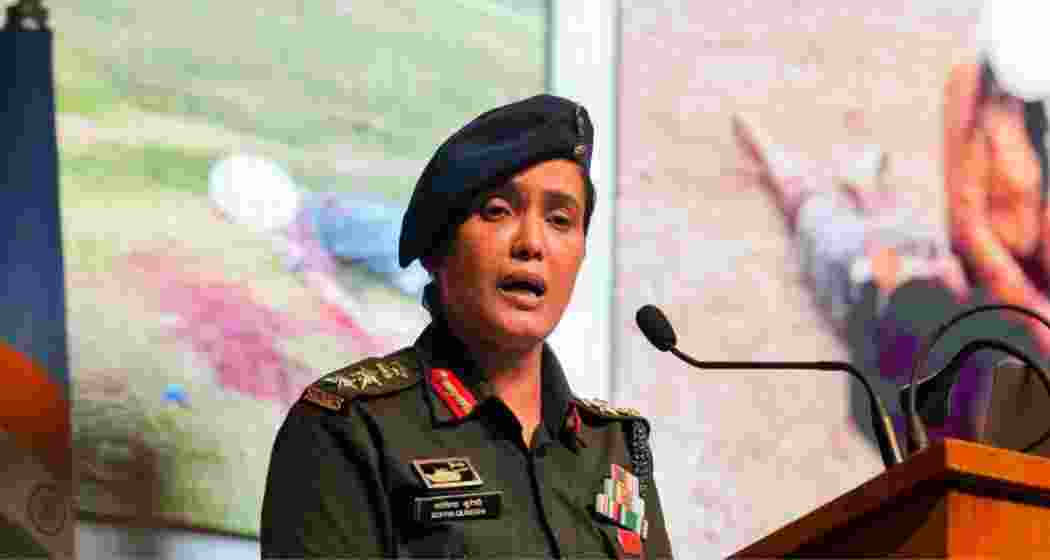 Colonel Sophia Qureshi addressing a gathering.