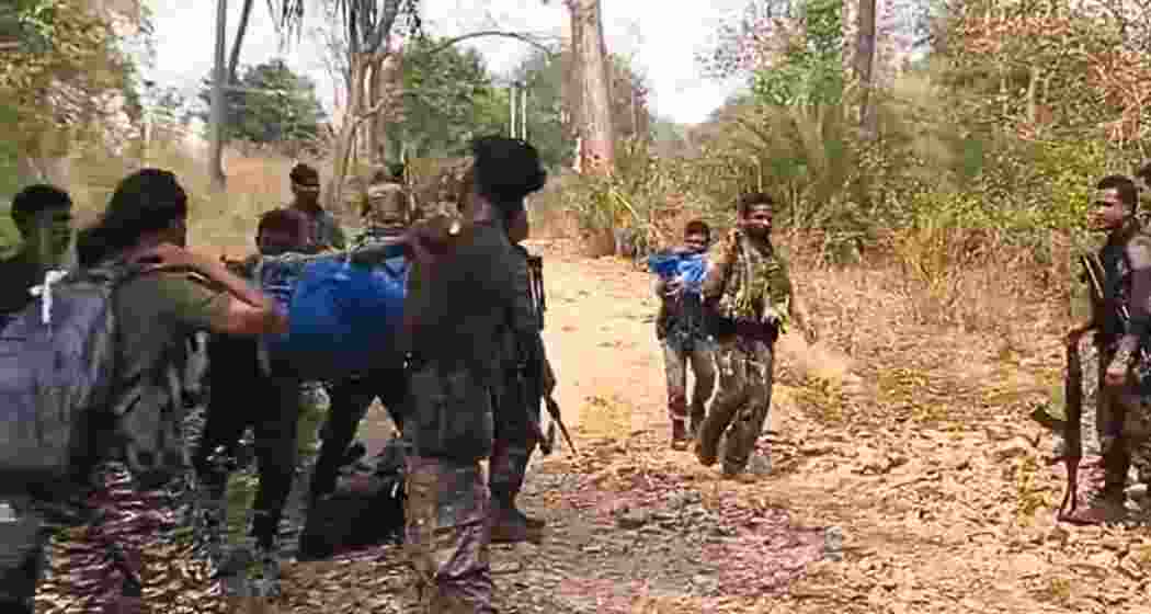 Security personnel transport the bodies of Naxals on Saturday after a deadly encounter in Sukma, Chhattisgarh, where 16 insurgents were neutralised. The joint CRPF-DRG operation is still in progress. Security personnel transport the bodies of Naxals on Saturday after a deadly encounter in Sukma, Chhattisgarh, where 16 insurgents were neutralised. The joint CRPF-DRG operation is still in progress.