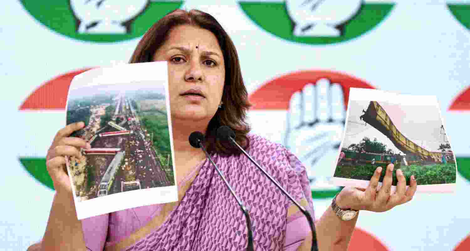 Congress leader Supriya Shrinate addressing a press conference. Congress leader Supriya Shrinate addressing a press conference.