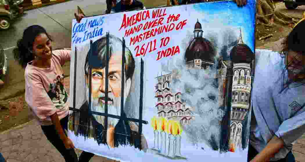A painting made by students on the extradition of Tahawwur Rana from the USA to India. (Image: PTI)