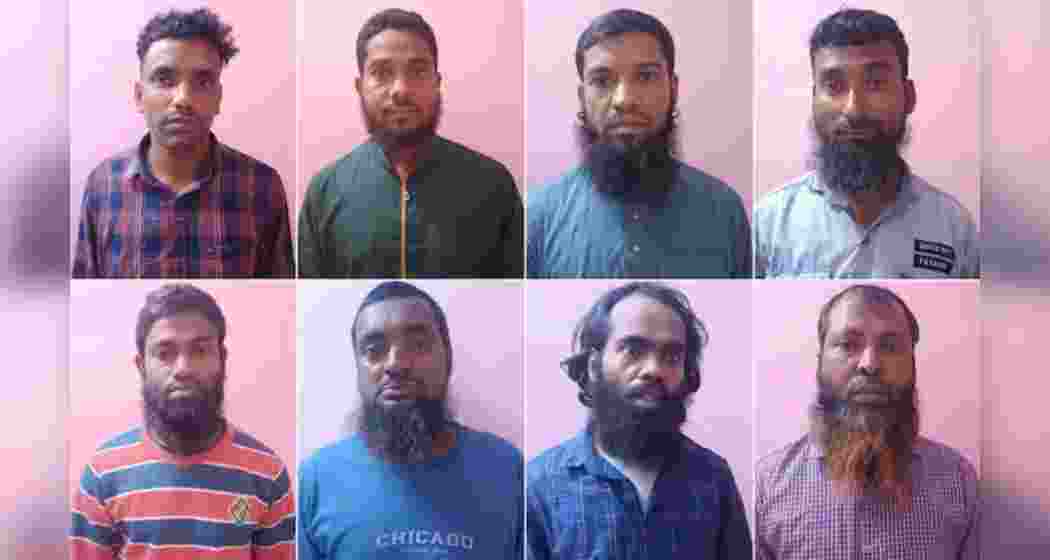 The eight suspected members of the banned terrorist outfit Ansar-al-Islam Bangladesh who were recently apprehended. File photo.
