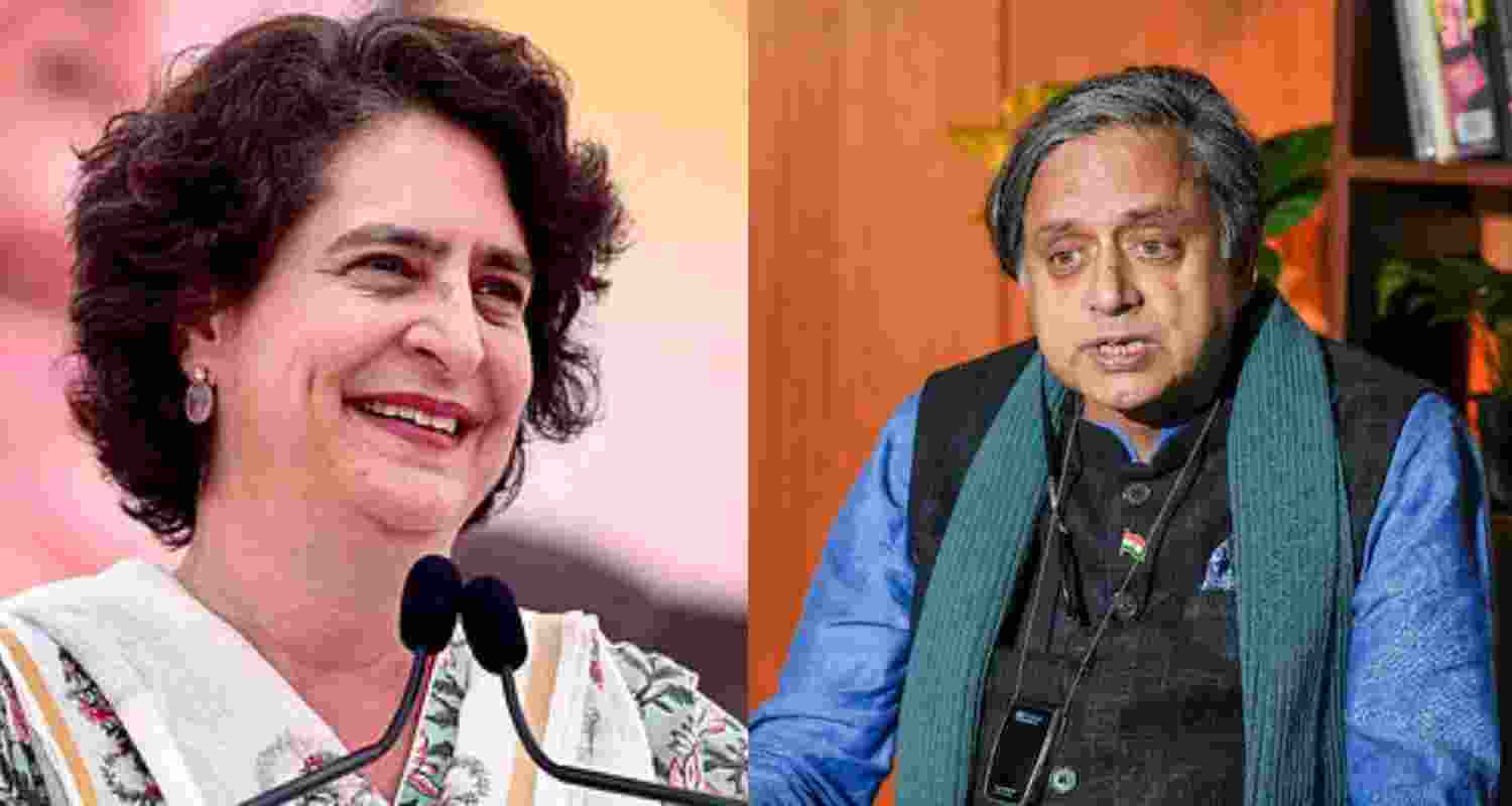 Congress leaders Priyanka Gandhi Vadra and Shashi Tharoor. Congress leaders Priyanka Gandhi Vadra and Shashi Tharoor.