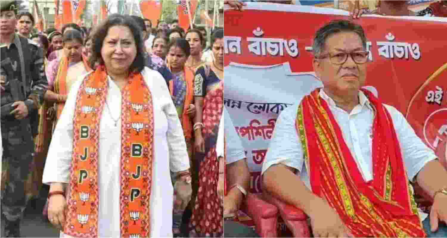 BJP's Kriti Devi Debbarman (left), CPI(M)'s Rajendra Reang.